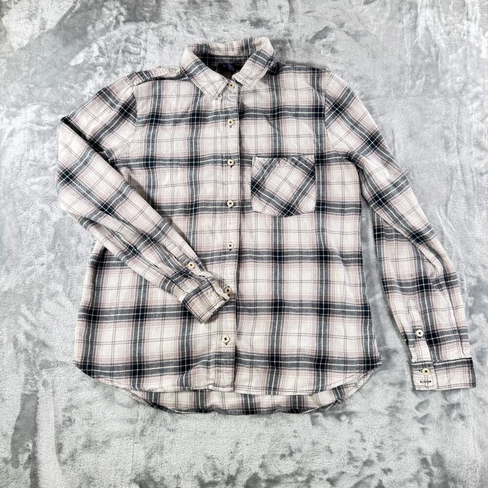 Forever 21 Plaid Flannel Shirt Womens Size Large Long Sleeve Button Up Pocket